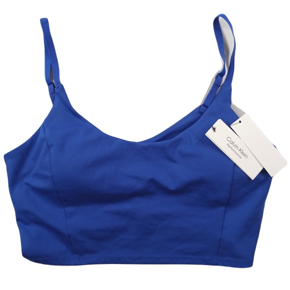 Calvin Klein Performance Low Impact Crop Top Womens‎ XL Luna Blue Stretch NEW